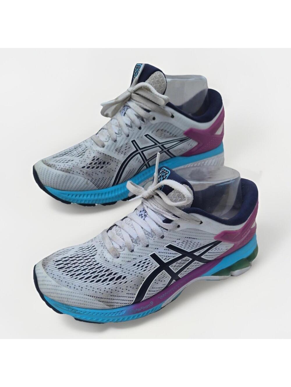 Asics Gel Kayano 26 Women's Size 8 Running Shoes White Pink Blue